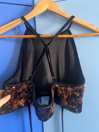 Top Leopardo Lentejuelas Espalda Abierta