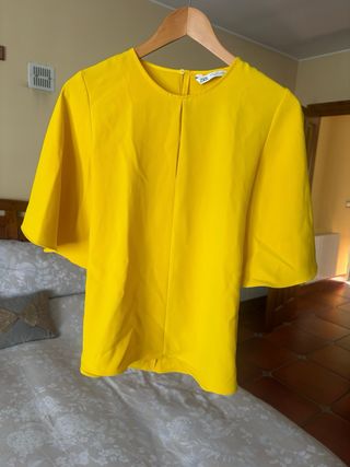 Camisa Zara Amarilla Manga Campana Lazada