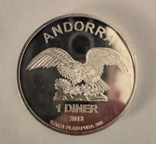 Onza de Plata Andorra 1 Diner 2013 1 oz