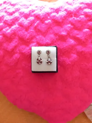 Pendientes plateados con piedra morada