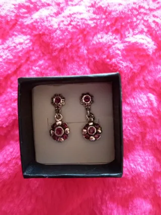 Pendientes plateados con piedra morada