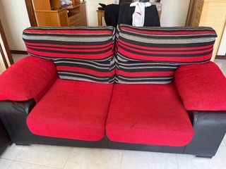 Sofá 2 plazas tela y piel Precio por 2 sofás