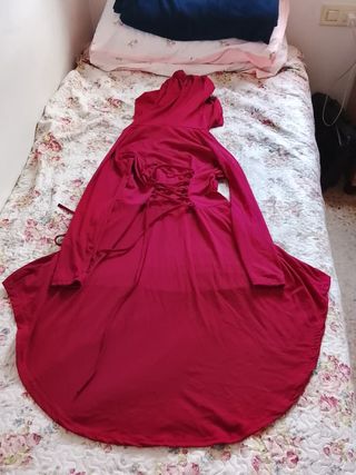 Vestido Túnica Gótica Capucha Corsé Rojo Vino