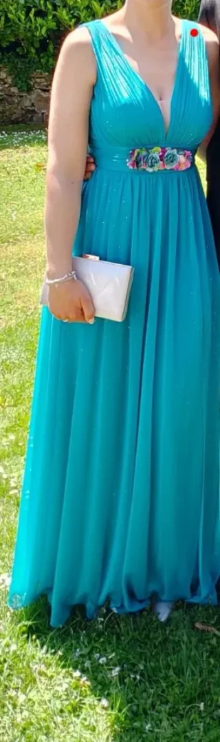 Vestido de fiesta largo turquesa