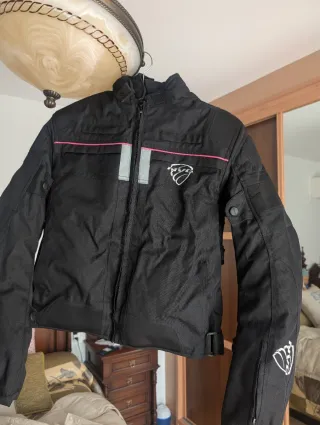 Chaqueta Moto Mujer Negra y Rosa