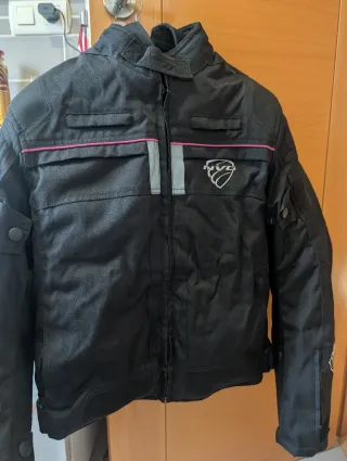 Chaqueta Moto Mujer Negra y Rosa