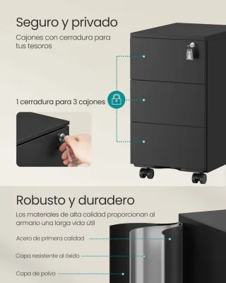 SONGMICS Cajonera metálica