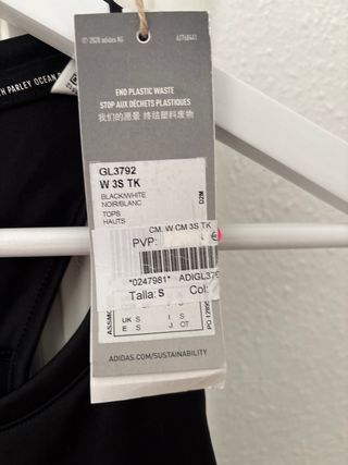 Camiseta deportiva Adidas Negra Talla S