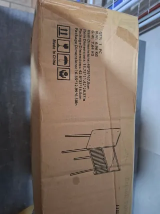 Comodino marrone in metallo e legno