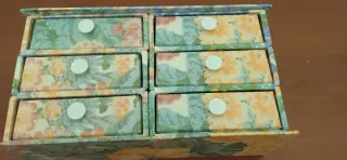 Joyero Floreado Papel Cartón 6 Cajones