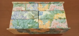 Joyero Floreado Papel Cartón 6 Cajones