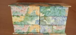 Joyero Floreado Papel Cartón 6 Cajones