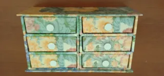 Joyero Floreado Papel Cartón 6 Cajones