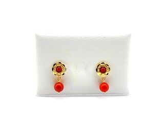 E1802487-34 Pendientes Oro 18k Con Circonita Roja