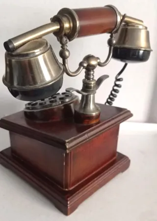 Replica Teléfono Vintage Madera y Bronce