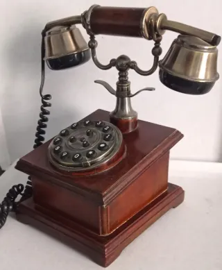 Replica Teléfono Vintage Madera y Bronce