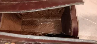 Bolso maletin de cuero vintage marrón