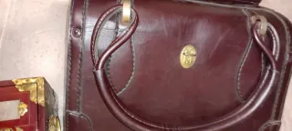 Bolso maletin de cuero vintage marrón