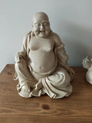 Figura Buda Sentado Poliresina Beige