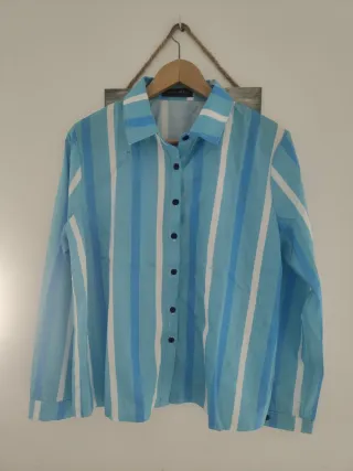 2 Camisas Rayas Mujer Azul y Blanco