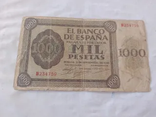 Billete 1000 pesetas 1936 Banco de España