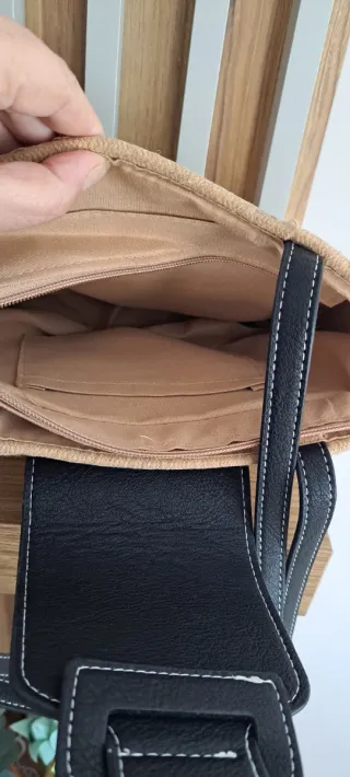 Bolso de rafia Bosanova beige y negro