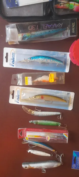 Lote de cañas de pescar y anzuelos