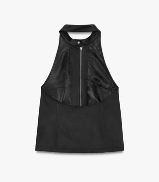 Top halter negro satinado