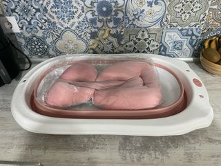 Bañera Plegable Bebé Gris y Blanca/Rosa y Blanca