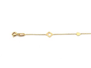 E1802722-15 Pulsera Oro 18k Corazones y Cuadrados