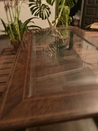 Mesa de comedor auxiliar madera y cristal