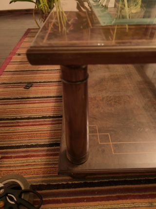 Mesa de comedor auxiliar madera y cristal