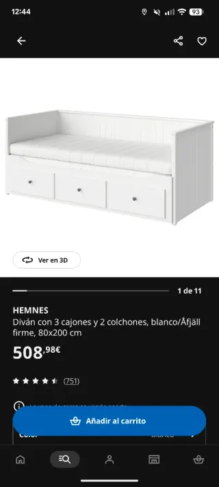 Diván IKEA HEMNES Blanco