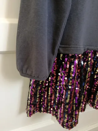 Vestido Sfera niña 6-7 años gris lentejuelas