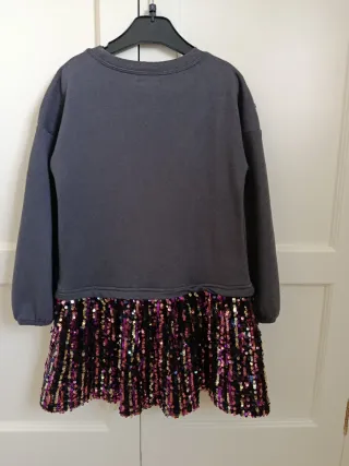Vestido Sfera niña 6-7 años gris lentejuelas