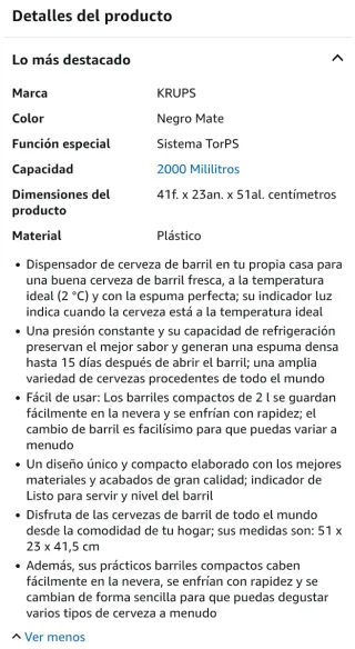 Dispensador Cerveza Krups