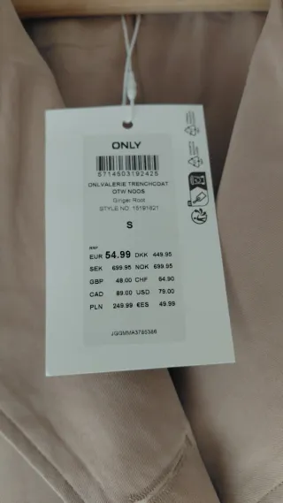 Gabardina ONLY beige talla S