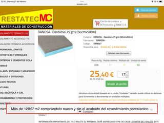 Baldosa aislante, imitación piedra y autportante.