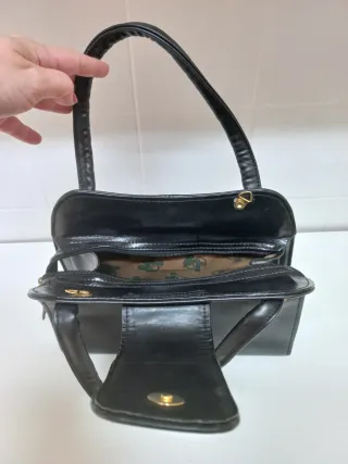 Bolso negro vintage negro piel