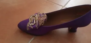 Traje de Fallera Morado y Dorado