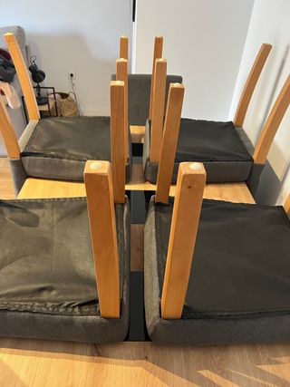 Mesa comedor madera y cristal + sillas