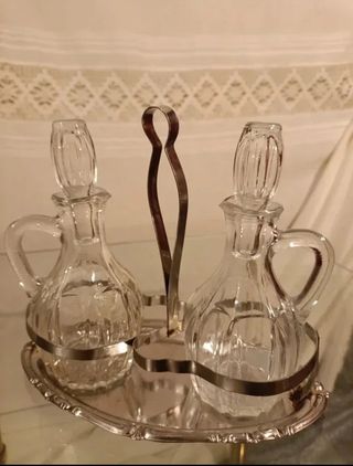 Juego de Aceitera y Vinagrera Vintage: Cristal Tal