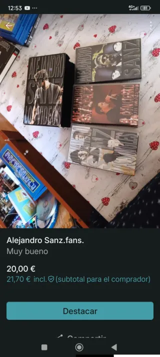 Lote VHS Alejandro Sanz: Singles y Concierto