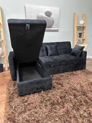 Sofá Cama Negro con Arcón