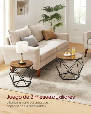 Set 2 Mesas de Centro Redondas VASAGLE LCT041K01