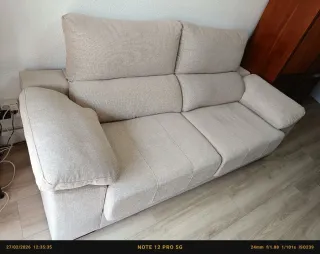 Sofá 3 plazas beige tela