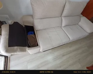 Sofá 3 plazas beige tela