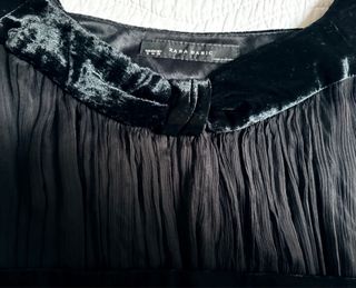 Vestido Zara Negro Plisado Fiesta Talla M