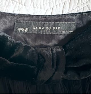 Vestido Zara Negro Plisado Fiesta Talla M