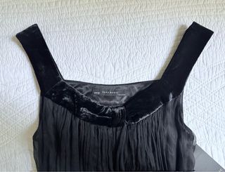 Vestido Zara Negro Plisado Fiesta Talla M